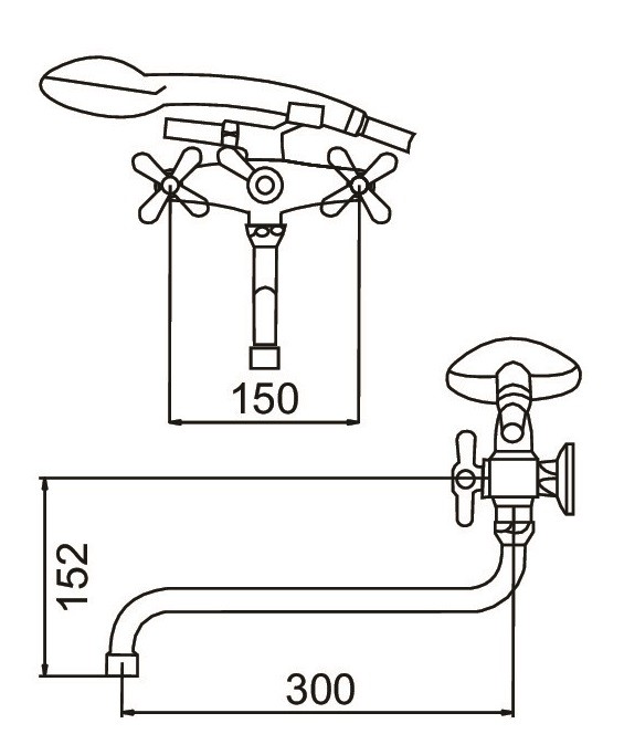 Смеситель для ванны с керамическим переключателем СМ-ВЛК1-2107 ИРИС